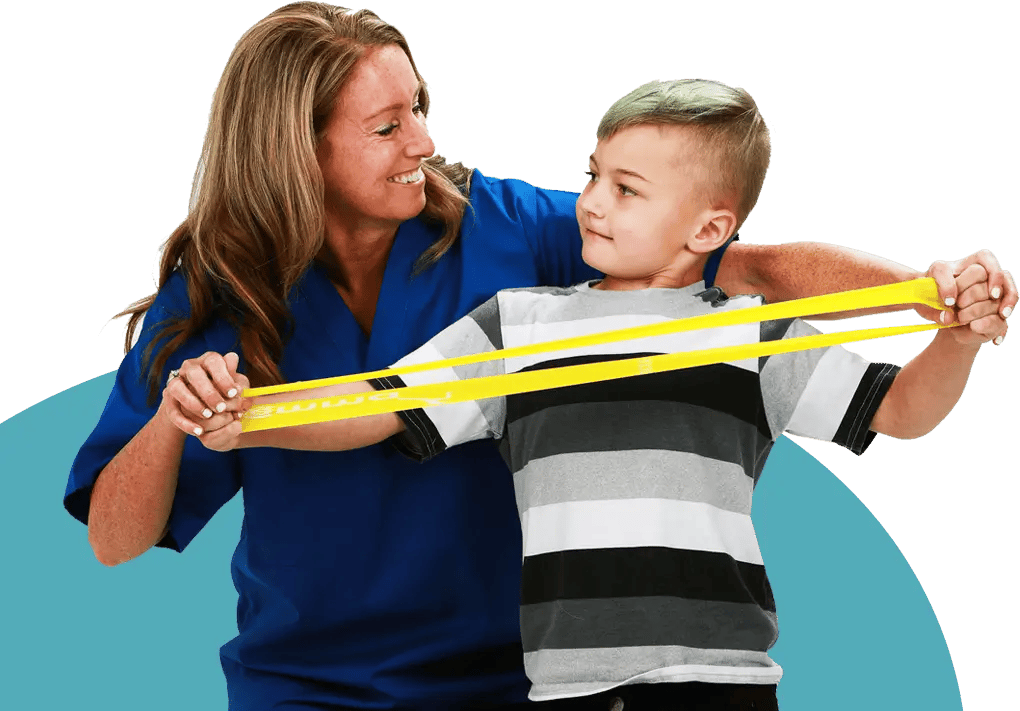 Occupational Therapist Guiding Child with Physical Movements