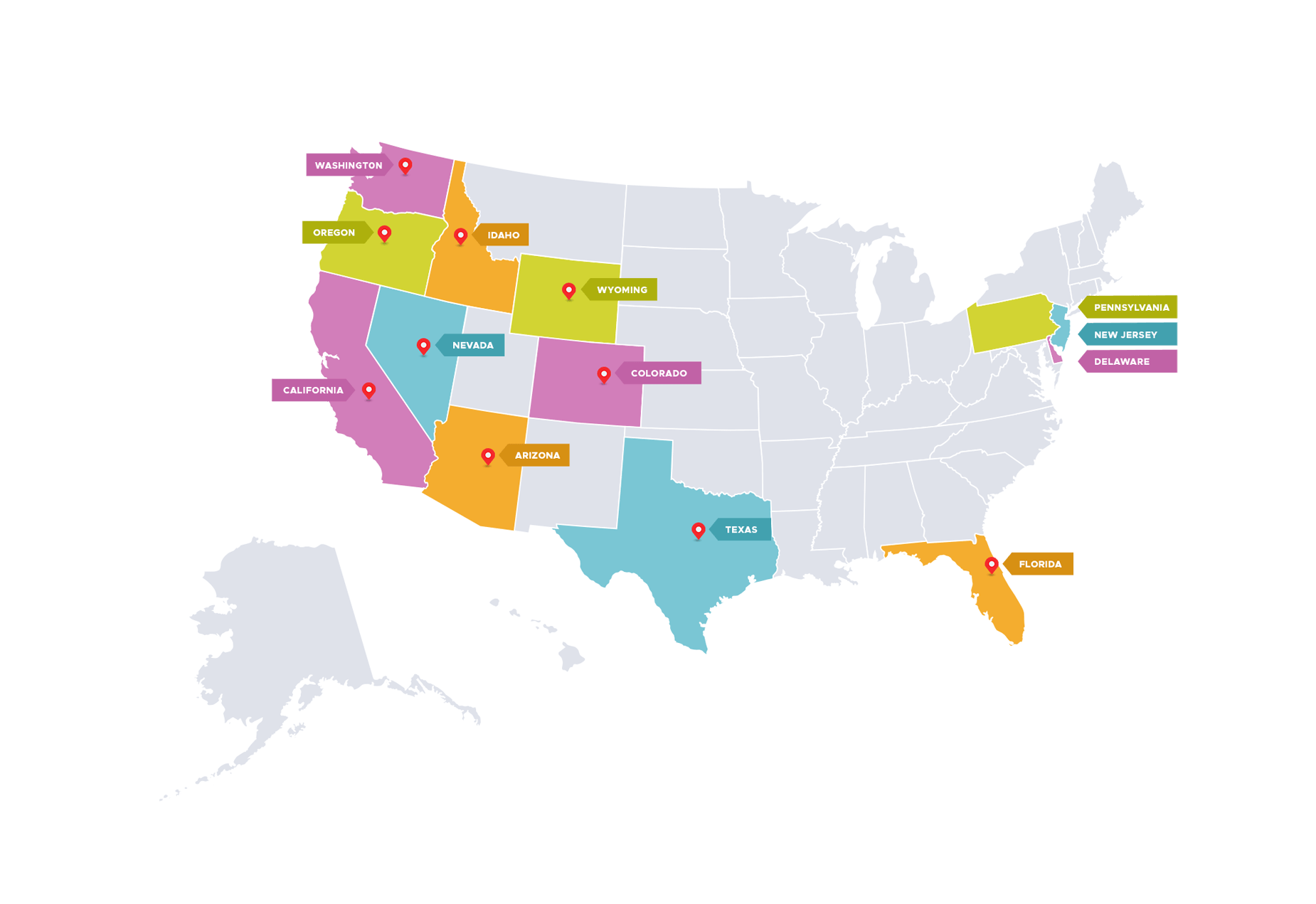 Map of Locations in United States Care Options for Kids Provides Healthcare To