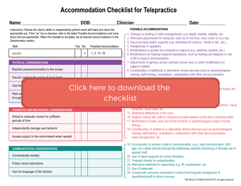 Accommodations Checklist for Telepractice: A Tool for Teams