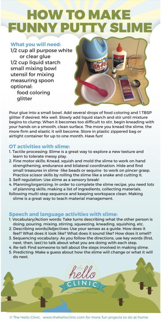 Slime! An Instruction Sheet with Speech & Occupational Therapy Activities