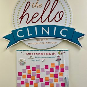 Posterboard at The Hello Clinic: Sarah is having a baby girl. Do you have a name suggestion?