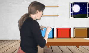 Kira with virtual background with box