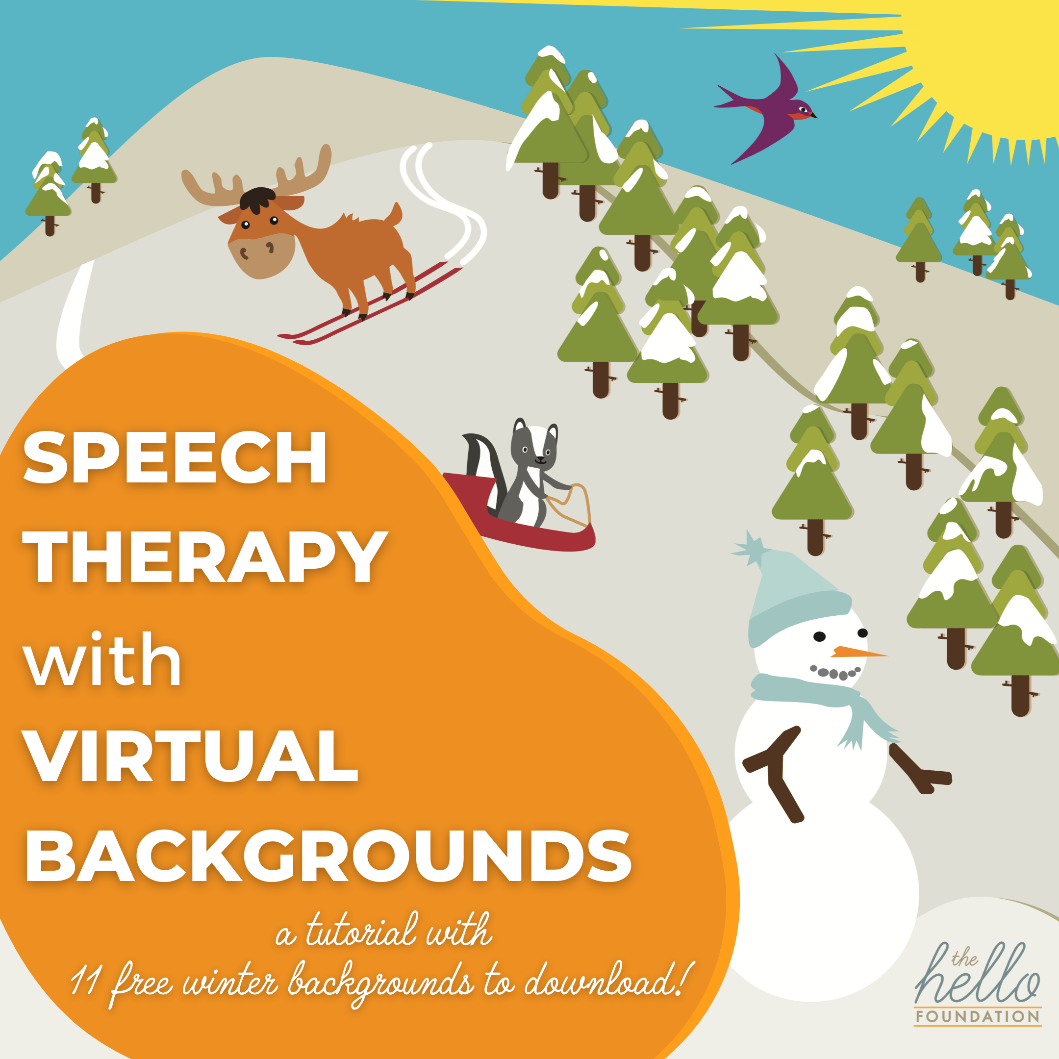 Speech Therapy with Virtual Backgrounds: A Tutorial with 11 Free Winter Backgrounds to Download!