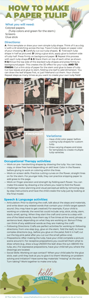 1 Tulip Craft, 8 Speech, Language, and Occupational Therapy Activities