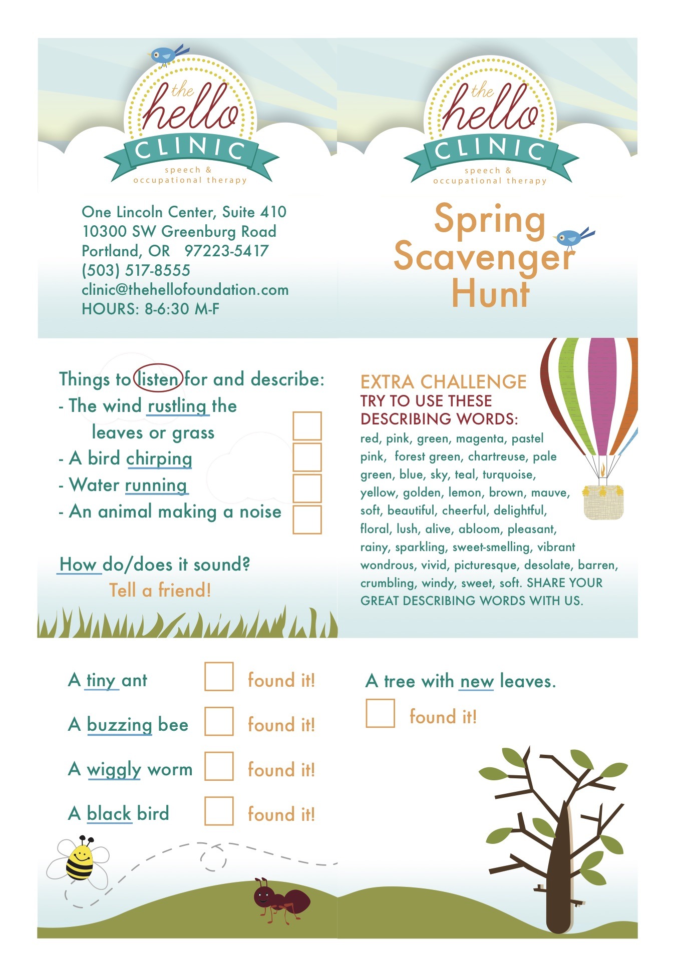 Speech Therapy Scavenger Hunt