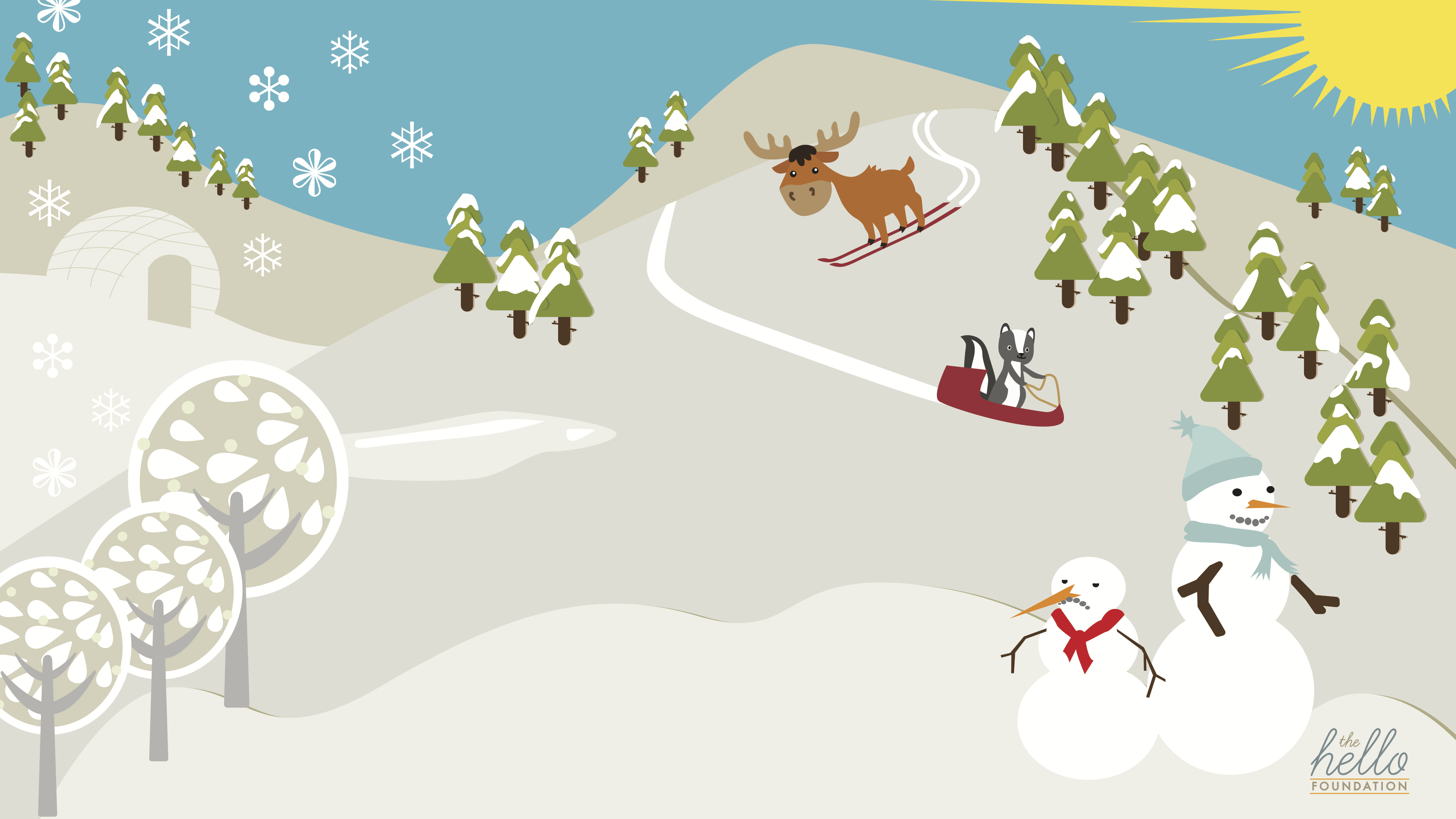 winter virtual background skunk